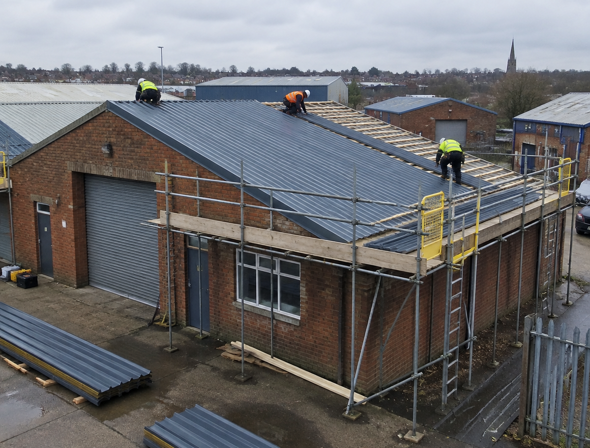 Commercial metal sheet roofing in Walsall